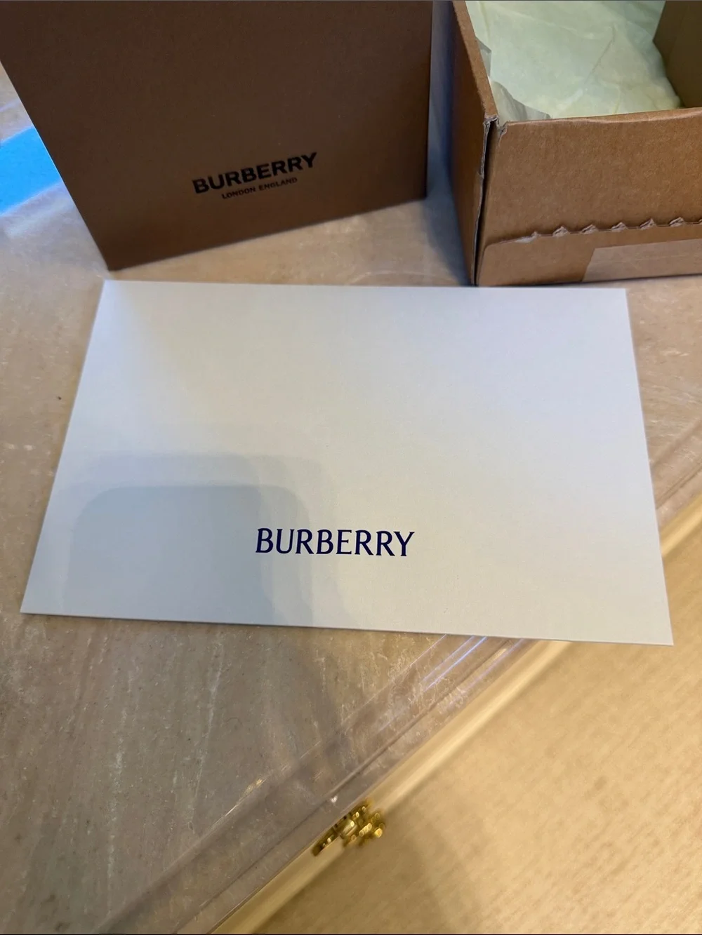 Burberry Gift Box Set of 3 Boxes & Burberry Envelope.